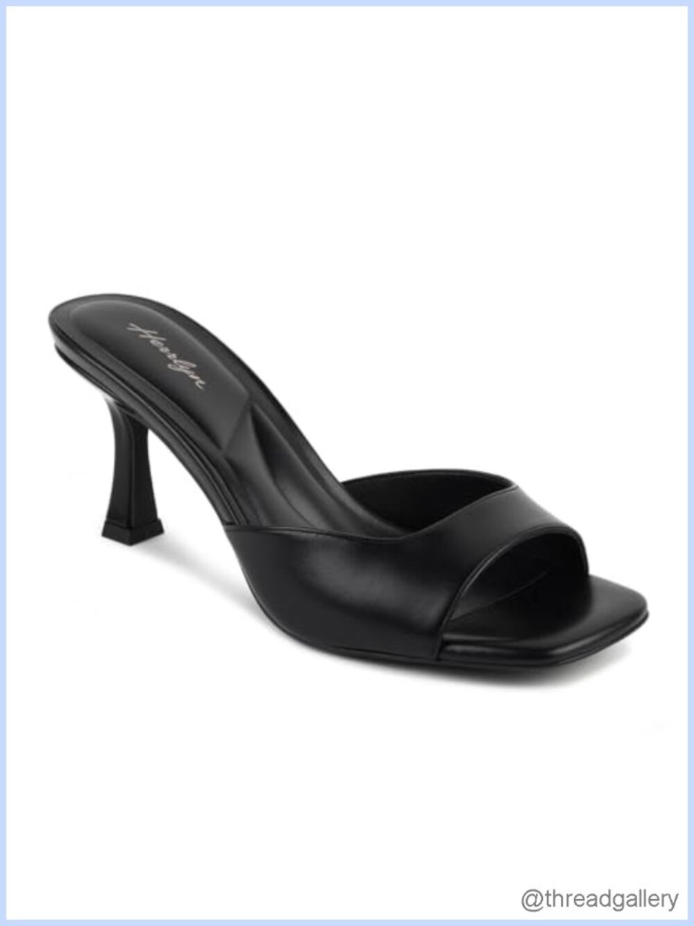 Kitten Heel Sandals Square Toe Slip On Backless Heels Comfortable Mules Party